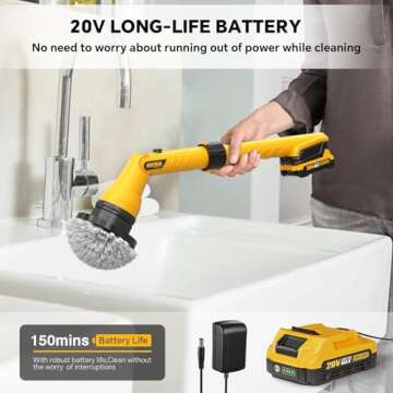 1000RPM Electric Spin Scrubber with Adjustable Arm and Accessories