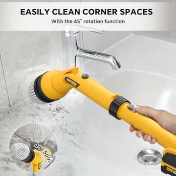 1000RPM Electric Spin Scrubber with Adjustable Arm and Accessories