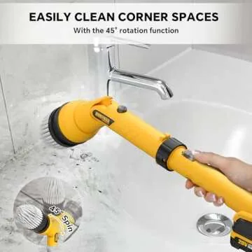 1000RPM Electric Spin Scrubber with Adjustable Arm and Accessories