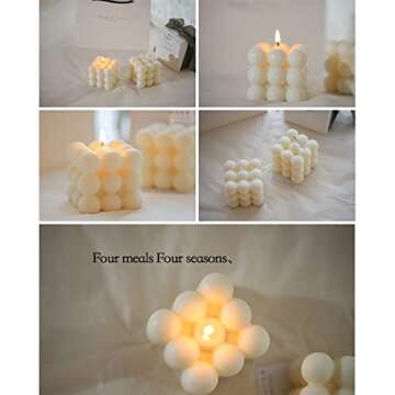 2PCS Bubble Candle White Aromatherapy Candle Shaped Candles Handmade Cube Candle Vanilla Scented Can...