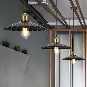 SDFDSSR Vintage Industrial Chandelier American Retro Ceiling Light 1 Light Black Lantern Pendant Light Fixture Wrought Iron Hanging Lamp Chandelier for Kitchen Island Loft