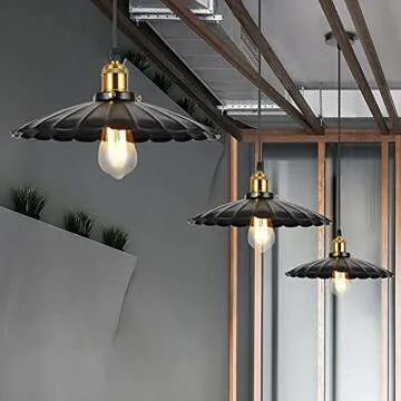 SDFDSSR Vintage Industrial Chandelier American Retro Ceiling Light 1 Light Black Lantern Pendant Light Fixture Wrought Iron Hanging Lamp Chandelier for Kitchen Island Loft