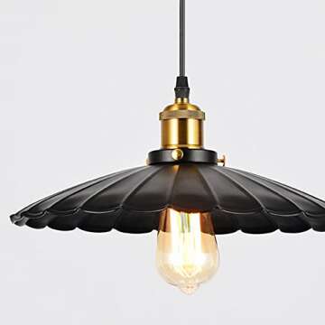 SDFDSSR Vintage Industrial Chandelier American Retro Ceiling Light 1 Light Black Lantern Pendant Light Fixture Wrought Iron Hanging Lamp Chandelier for Kitchen Island Loft