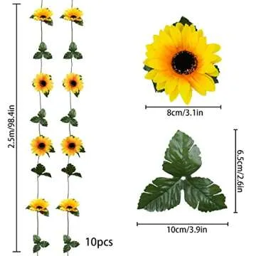 Uieke 10 Pack Artificial Sunflower Garland for Decor