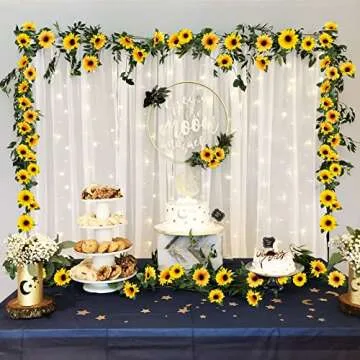 Uieke 10 Pack Artificial Sunflower Garland for Decor