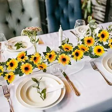 Uieke 10 Pack Artificial Sunflower Garland for Decor
