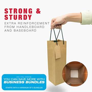 TOHOKU PRIME Single Bottle Kraft Wine Gift Bags - Heavy Duty, 24 Count, Customizable