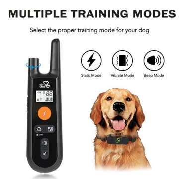 Dog Training Collar - Rechargeable Dog Shock Collar with Beep, Vibration and Shock Training Modes, R...