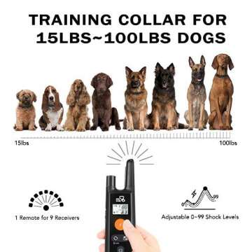 Dog Training Collar - Rechargeable Dog Shock Collar with Beep, Vibration and Shock Training Modes, Rainproof, Long Remote Range, Adjustable Shock Levels Shock Collars for Dogs with Remote