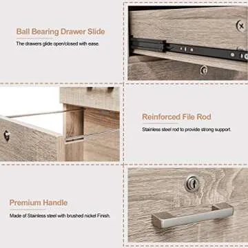 Bonnlo 3 Drawer File Cabinet with Lock – Mobile & Durable