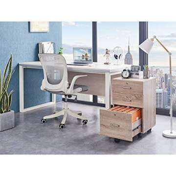 Bonnlo 26"H 3 Drawer File Cabinet with Lock, Rolling File Cabinet Under Desk, Mobile File Cabinets for Home Office, Wood File Cabinet Printer Stand for Letter Size File Folders, Assembly Required, Oak