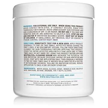 Neutralyze Exfoliating Acne Treatment Pads - 100 Dual Textured Acne Face Wipes with 2% Salicylic Aci...