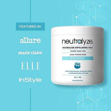Neutralyze Exfoliating Acne Treatment Pads - 100 Dual Textured Acne Face Wipes with 2% Salicylic Acid & 2% Mandelic Acid - Toner Pads for Acne Prone Skin, Face & Body Acne Wipes for Teens & Adults