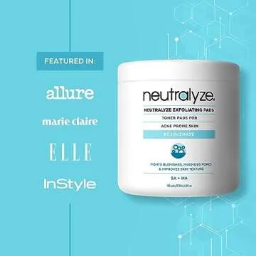 Neutralyze Exfoliating Acne Treatment Pads - 100 Dual Textured Acne Face Wipes with 2% Salicylic Acid & 2% Mandelic Acid - Toner Pads for Acne Prone Skin, Face & Body Acne Wipes for Teens & Adults