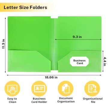 Habgp Plastic Folders with Pockets, 6 Assorted Colors 2 Pocket Folders with Business Card Holder, He...