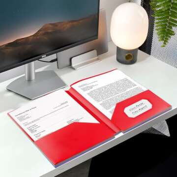 Habgp Plastic Folders with Pockets, 6 Assorted Colors 2 Pocket Folders with Business Card Holder, Heavy Duty Paper File Folder Fits Letter Size Documents for School Office Home Bussiness 6 Pack