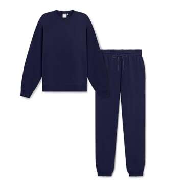 KUT & SO Sweatsuits for Women – Essential 2-Piece Tracksuit Set Includes Fleece Jogger and Matching Crewneck Sweater Navy X-Small