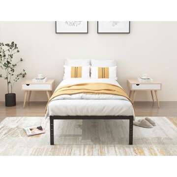 Caplisave Twin Bed Frames Metal Platform Twin Size Bed Frame 14 Inch Max 2000lbs Heavy Duty Metal Sl...