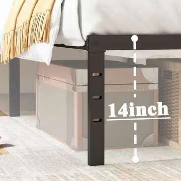 Caplisave Twin Bed Frames Metal Platform Twin Size Bed Frame 14 Inch Max 2000lbs Heavy Duty Metal Slat Support, No Box Spring Needed Underbed Storage, Easy to Assembly, Black