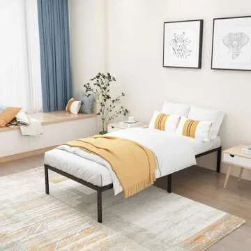 Caplisave Twin Bed Frames Metal Platform Twin Size Bed Frame 14 Inch Max 2000lbs Heavy Duty Metal Slat Support, No Box Spring Needed Underbed Storage, Easy to Assembly, Black