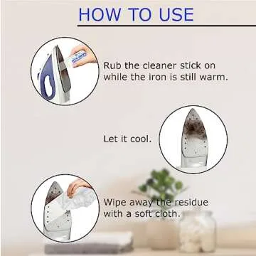 Steam Iron Bottom Cleaner Stick – Removes Build-Up Starch, Melted Fabric, Glue from Hot Iron – Eliminates Sticky Residue On Any Iron Soleplate on the Market - Easy to Use – 1 Pack