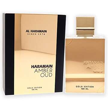 Al Haramain Amber Oud Gold Edition EDP Spray for Unisex - Arabian Perfume for Women and Men - Long Lasting Arabic Perfume - Vanilla and Woody Fragrance - Eau de Parfum - 4 oz