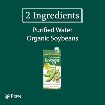 Edensoy Unsweetened Eden Organic Soymilk, Non-GMO, USA Whole Soy (Soya) Milk, Non-Dairy, Vegan, Plai...