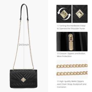 LOVEVOOK Quilted Crossbody Handbag - Elegant & Versatile Style