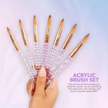 KIARA SKY Clear Crystal Acrylic Nail Brush - Professional Nail Tool - Nail Kolinsky Brush - 100% Kolinsky Hand Crafted Nail Tools - Long Lasting Nail Acrylic Brush, #12