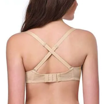 HANSCA Women Strapless Bra Convertible Multiway Full Cup Anti-Slip Lift Underwire Bra Plus Size (Nude, 34DD)