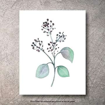 Botanical Prints Wall Decor - Kitchen Art Eucalyptus Leaves Set UNFRAMED Pictures 6 PIECES Nature Floral Plant Flower Green Small Botanical Prints Wall Art Vintage Print looking Poster (5x7)