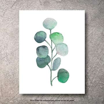 Botanical Prints Wall Decor - Kitchen Art Eucalyptus Leaves Set UNFRAMED Pictures 6 PIECES Nature Floral Plant Flower Green Small Botanical Prints Wall Art Vintage Print looking Poster (5x7)