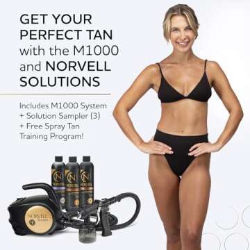 Norvell Sunless Kit - M1000 Mobile HVLP Spray Tan Airbrush Machine + 8 oz Tanning Solutions in 'Tuscan Plus', Venetian and Dark + Norvell Training Program