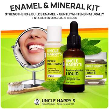 Uncle Harry's Natural Remineralization Kit with Tooth Whitening - 3 Products Strengthen Weak Enamel,...