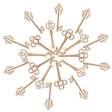 Mixed Set of 30 Large Skeleton Keys - Set of 30 Keys (Rose Gold Color)
