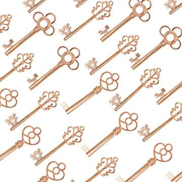 Mixed Set of 30 Large Skeleton Keys - Set of 30 Keys (Rose Gold Color)