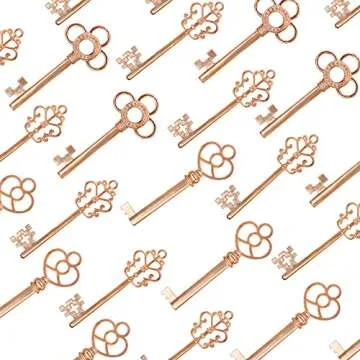 Mixed Set of 30 Large Skeleton Keys - Set of 30 Keys (Rose Gold Color)