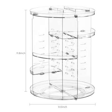 Vorey 360 Rotating Makeup Organizer, Large Capacity DIY Adjustable Cosmetic Display Organizer, Spinning Perfume Skin Care Organizer for Vanity Countertop, Clear