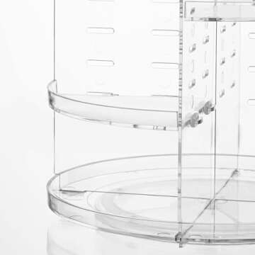 Vorey 360 Rotating Makeup Organizer, Large Capacity DIY Adjustable Cosmetic Display Organizer, Spinning Perfume Skin Care Organizer for Vanity Countertop, Clear