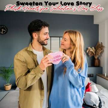 Fun Express 12 Pcs Plush Conversation Hearts - 4 inch - 4 Colors and Messages - Stuffed Valetines Day Toys