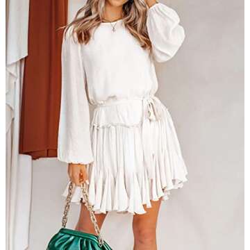 R.Vivimos Women's Casual Ruffle Hem Swing Mini Dress