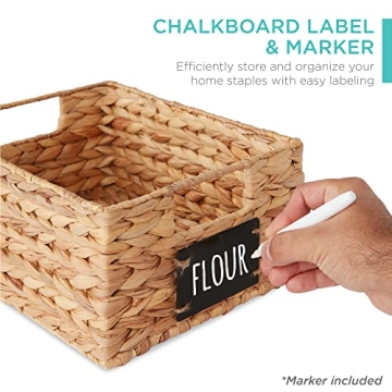 Water Hyacinth Pantry Baskets Set with Chalkboard Labels