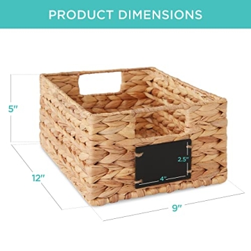 Water Hyacinth Pantry Baskets Set with Chalkboard Labels