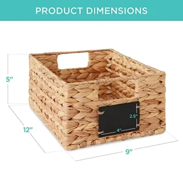 Water Hyacinth Pantry Baskets Set with Chalkboard Labels