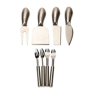 Zelancio Slate Cheese Board Set - 12-Piece Charcuterie Set Includes 4 Stainless Steel Cheese Knives, Bigger Acacia Serving Tray with Slate Board, and Wood Tool Holder