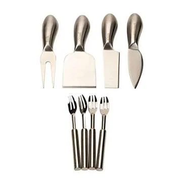 Zelancio Slate Cheese Board Set - 12-Piece Charcuterie Set Includes 4 Stainless Steel Cheese Knives, Bigger Acacia Serving Tray with Slate Board, and Wood Tool Holder