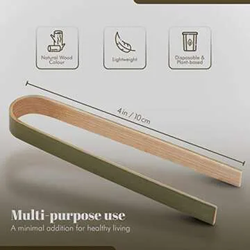 Bimnic Wooden Tongs for Cooking – 60 pcs Mini toaster tongs - Mini Bamboo Tongs for the Kitchen – Natural Green Color – Disposable Cooking Utensils