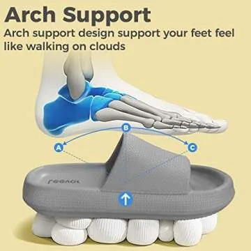 Leevar Grey Cloud Slides for Women and Men - Soft, Comfy, Relax Cloud Slippers, Thick Sole, Non-slip Slides for Men, Easy to Clean, Shower, Swimming, Beach, Shower Slippers