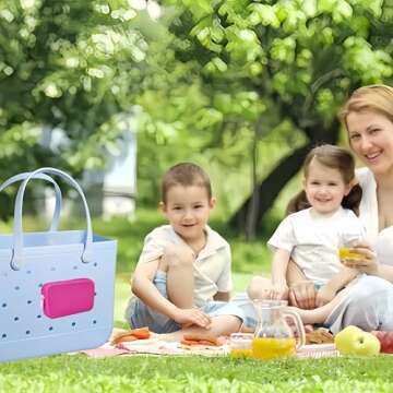 Silicone Phone Holder Bag Compatible with Bogg Bag Accessories and Attachment for Bogg Beach Tote Bags, Generic Size Fits for iPhone and Android Phones (Fuchsia)