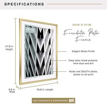 MCS 20x27 Brass Poster Frame for Art and Photos